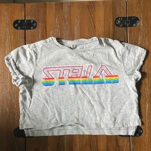 Stella McCartney grey rainbow logo crop top size 2 2T